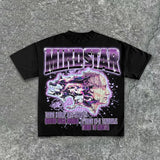 Mindstar-Burning Thinking-Retro Pattern Printing 100% Cotton T-Shirt Men Y2K Short Sleeves Oversize Tshirt Streetwear Women Tops