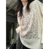 GORUNRUN-Y2K Print T Shirts Women Streetwear Oversized Letter Tops Harajuku Korean Fashion O Neck Long Sleeve Casual All Match Tees New