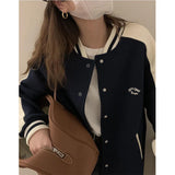 GORUNRUN-Streetwear Baseball Jackets Women Patchwork Oversized Bomber Coat Bf Preppy Korean Letter Print Thicken Casual Outerwear Tops