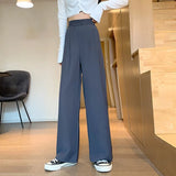 GORUNRUN-Fashion Loose Office Lady Thin Wide Leg Pants Summer High Waist Elastic Women  4XL Casual Korean Straight Trousers New