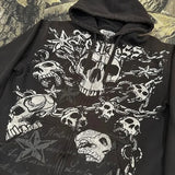 Gorunrun-Dark gothic punk skull letter print design oversized hoodie men's y2k baggy hip hop street zipper cardigan 2024 new sweatshirts