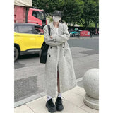 GORUNRUN-Long Wool Blends Coats Women Streetwear Quilted Jackets Korean Black Blazer Winter Woolen Outerwear Double Breasted Overcoat