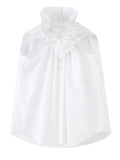 GORUNRUN Women White Ruffles Big Size Blouse New Stand Collar Sleeveless Loose Fit Shirt Fashion Tide Spring Summer