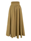 Gorunrun- High Waist Apricot Brown Pleated Long Casual A-line Half-body Skirt Women Fashion Tide New Spring Autumn