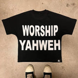 Vintage Worship Yahweh Graphic 100% Cotton T-Shirt Men Y2K Summer Short Sleeves Vintage Oversize Tshirt Streetwear Women Tops