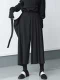 Gorunrun- High Elastic Waist Black Pleated Long Wide Leg Trousers New Loose Fit Pants Women Fashion Tide Spring Autumn