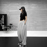 GORUNRUN Y2K Black Joggers Sweatpants Women Hip Hop Letter Print Wide Leg Pants Streetwear Oversized 2Xl Drawstring Trousers Bf