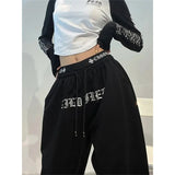 GORUNRUN Y2K Sweatpants Women Print Wide Leg Joggers Streetwear High Waist Oversized Letter Baggy Sports Pants Casual Trousers New