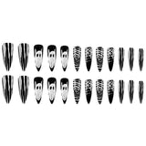 Gorunrun-Halloween Nails 24Pcs Halloween Press on Nail Ghost Water Drop False Nail Threaded Personalized Ghost Face Fake Nails For Women and Girl