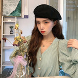 GORUNRUN-Elegant Shirts Women Vintage V Neck Pearl Buttons Blouses Streetwear Korean Black Flare Long Sleeve Casual Chic Tops Spring New