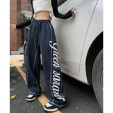 GORUNRUN Joggers Sweatpants Women Streetwear Vintage Letter Print Print Wide Leg Sports Pants Full Length Bf Y2K Harajuku Trousers