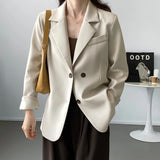 GORUNRUN-Button Back Split Silhouette Double Breasted Plus Blazer Beige Khaki Black Autumn Women Coat