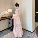 Gorunrun-Elegant Flare Sleeve Mermaid Long Dress Spring Summer Slim Wedding Runway Party Women Vintage Elegant Clothing