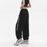 GORUNRUN Harajuku Letter Print Sweatpants Women Streetwear High Waist Wide Leg Harem Pants Hip Hop Drawstring Baggy Casual Trousers