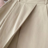 GORUNRUN-Cotton Irregular Folding A-line Umbrella Midi Skirt for Women