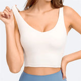 GORUNRUN-Fitness & Yoga WearPASSION Tank Top with Shelf Built In Bra Crop Top with Removable Padding Longline Sports Bra for Yoga Gym