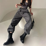 GORUNRUN Y2K Cargo Pants Women Streetwear High Waist Baggy Drawstring Joggers Sweatpants Loose Casual Oversize Wide Leg Trousers