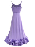 GORUNRUN-Lavender party dresses Summer women sexy backless sleeveless slash neck high waist hem flower-wrapped A-line midi dress