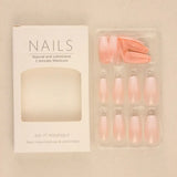 Gorunrun-Fall Nails DIY 24pcs White Gradient Fake Nails Long Ballet French False Nail Press on Nails Waterproof Faux Fingernails Finished Patch