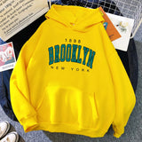 Gorunrun-1898 Brooklyn New York Printed Women Hoodies Fashion Fleece Hoody Creativity Pullover Clothing Street Loose Sweatshirts Women'S