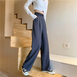 GORUNRUN-Fashion Loose Office Lady Thin Wide Leg Pants Summer High Waist Elastic Women  4XL Casual Korean Straight Trousers New