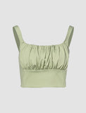 GORUNRUN-Ins Style Street Fashion Green Fold Pleated Crop Top