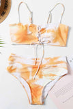 GORUNRUN-spring summer beach outfit  Bandage Light Yellow Bikini Set