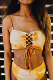 GORUNRUN-spring summer beach outfit  Bandage Light Yellow Bikini Set