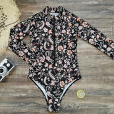 GORUNRUN-Summer Vacation Swimwear Beach Wear Long Sleeve Printed One Piece Surf Swimsuit