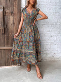 GORUNRUN  Paisley Ethnic V Neck Scramble Dress