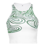 GORUNRUN-summer outfits y2k style casual spring outfits Sexy Corrugated Print Sleeveless Top