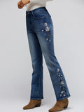 GORUNRUN Casual Embroidered Floral Denim Jeans