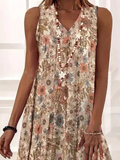 GORUNRUN  Casual Loose Floral V Neck Dress