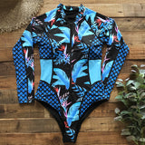 GORUNRUN-Summer Vacation Swimwear Beach Wear Long Sleeve Zipper One Piece Surfing Wetsuit Swimsuit