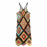 GORUNRUN-2024 SPRING AUTUMN OUTFITS Bohemian Sleeveless Open Back Contrast Granny Square Crochet Knit Midi Dress