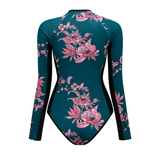 GORUNRUN-Summer Vacation Swimwear Beach Wear Long Sleeve Zip Front Printed One Piece Surf Swimsuit