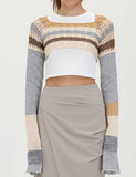 GORUNRUN-Ins Style Street Fashion Cut-out See-through Ripped Knitted Blouse