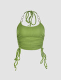 GORUNRUN-Ins Style Street Fashion Solid Drawstring Ruched Tank Top