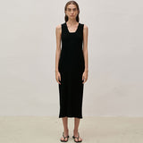 GORUNRUN-2024 SPRING AUTUMN OUTFITS Casual Square Neck Ribbed Knit A Line Summer Midi Knit Tank Dress