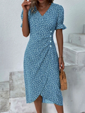 GORUNRUN  Vacation Floral V Neck Dress