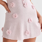 Gorunrun-hoco dresses -hoco dresses -2024 SPRING AUTUMN OUTFITS Cute Drawstring Bow Tie Strapless 3D Rosette Applique Knit Mini Dress