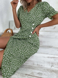 GORUNRUN  Vacation Floral V Neck Dress