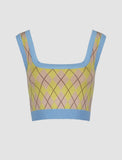 GORUNRUN-Ins Style Street Fashion Diamond Knitted Cami Tank Top