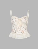 GORUNRUN-Ins Style Street Fashion Floral-print Lace Corset Top