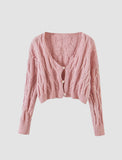 GORUNRUN-Ins Style Street Fashion Pink Knitted Twist Cardigan Sweater