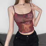 GORUNRUN-summer outfits y2k style casual spring outfits Mesh Floral Crop Cami Top