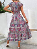 GORUNRUN  Paisley Ethnic V Neck Scramble Dress