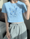 GORUNRUN-Ins Style Street Fashion Butterfly Pattern Crop Top