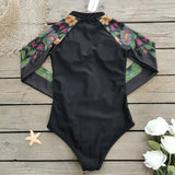 GORUNRUN-Summer Vacation Swimwear Beach Wear Long Sleeve Zip Front Printed One Piece Surf Swimsuit