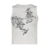 GORUNRUN-summer outfits y2k style casual spring outfits Embroidery Grunge Print Street Tank Top